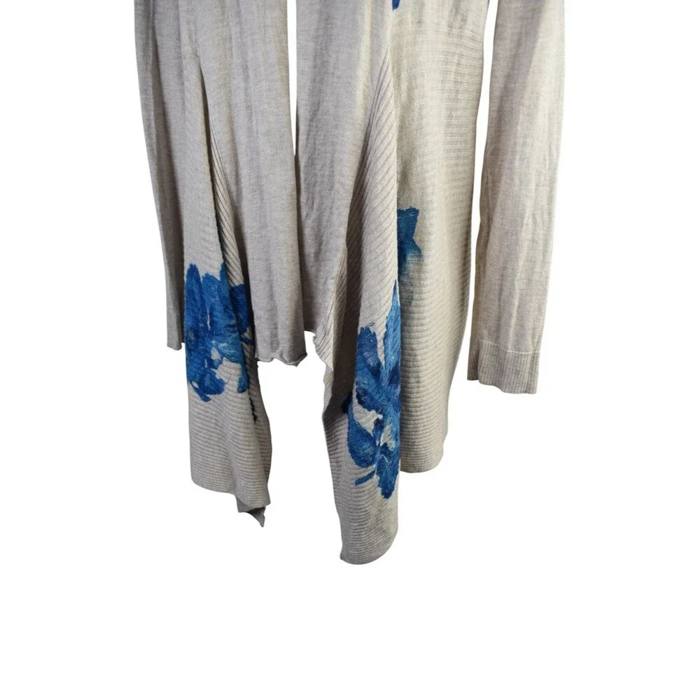 INC International Concepts Petite Cardigan M Gray Blue Floral Sequin Sweater